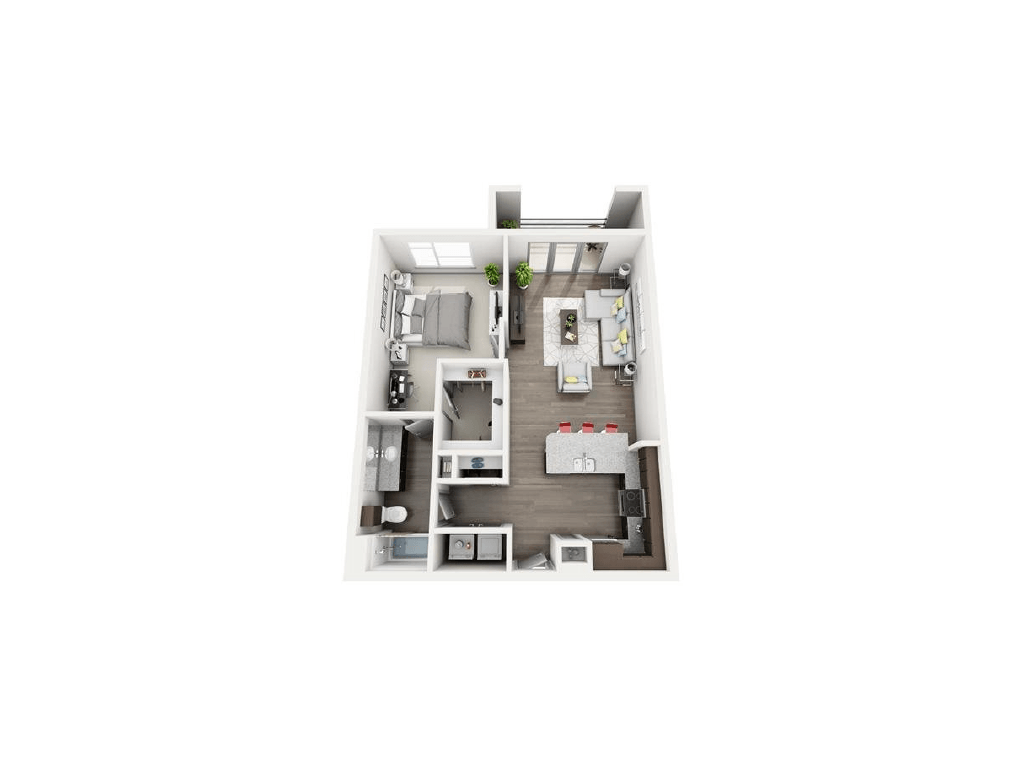 Floor plan for 1 bed, 1 bath, 819 sqft
